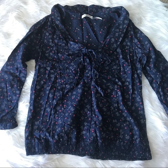 Stradivarius bow print blouse sz M - Picture 1 of 8
